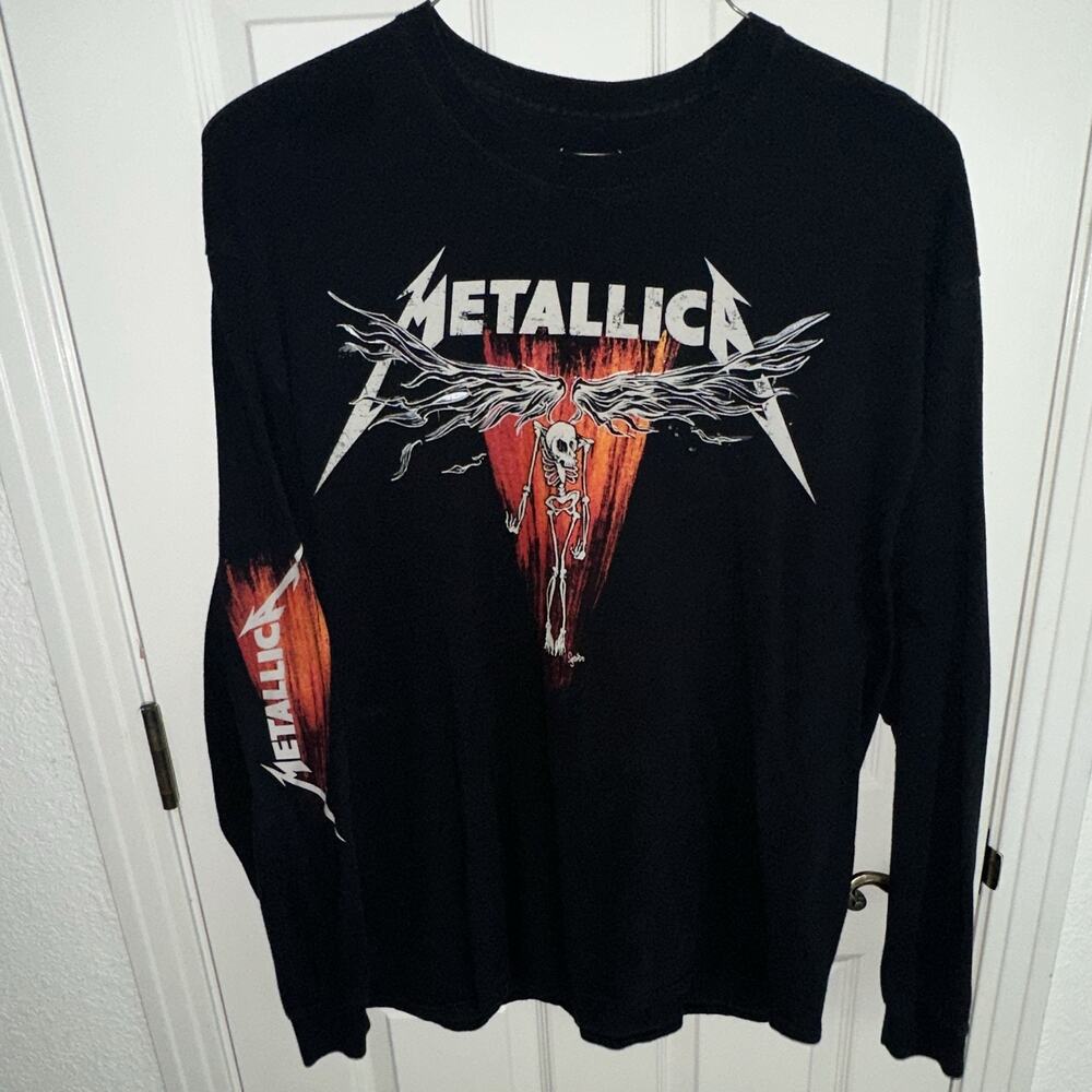 Metallica Black Long Sleeve Graphic T-Shirt Rock & Pop Music Tee, Size XL